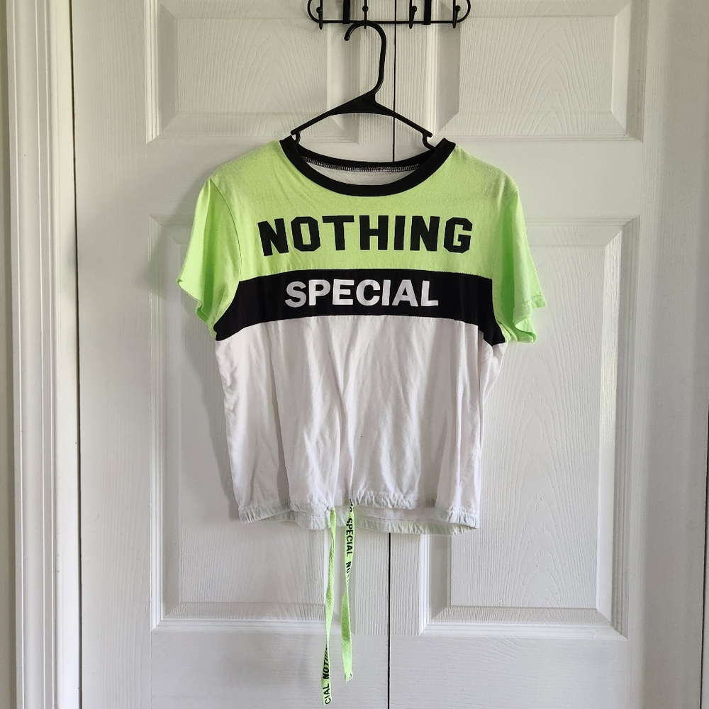 On Fire Neon Tee "Nothing Special" - drawstring lightweight streetwear